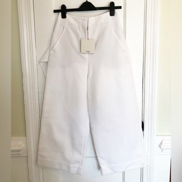 NWT Tibi Demi Crop Pants in White with Tie Waist - Picture 6 of 9